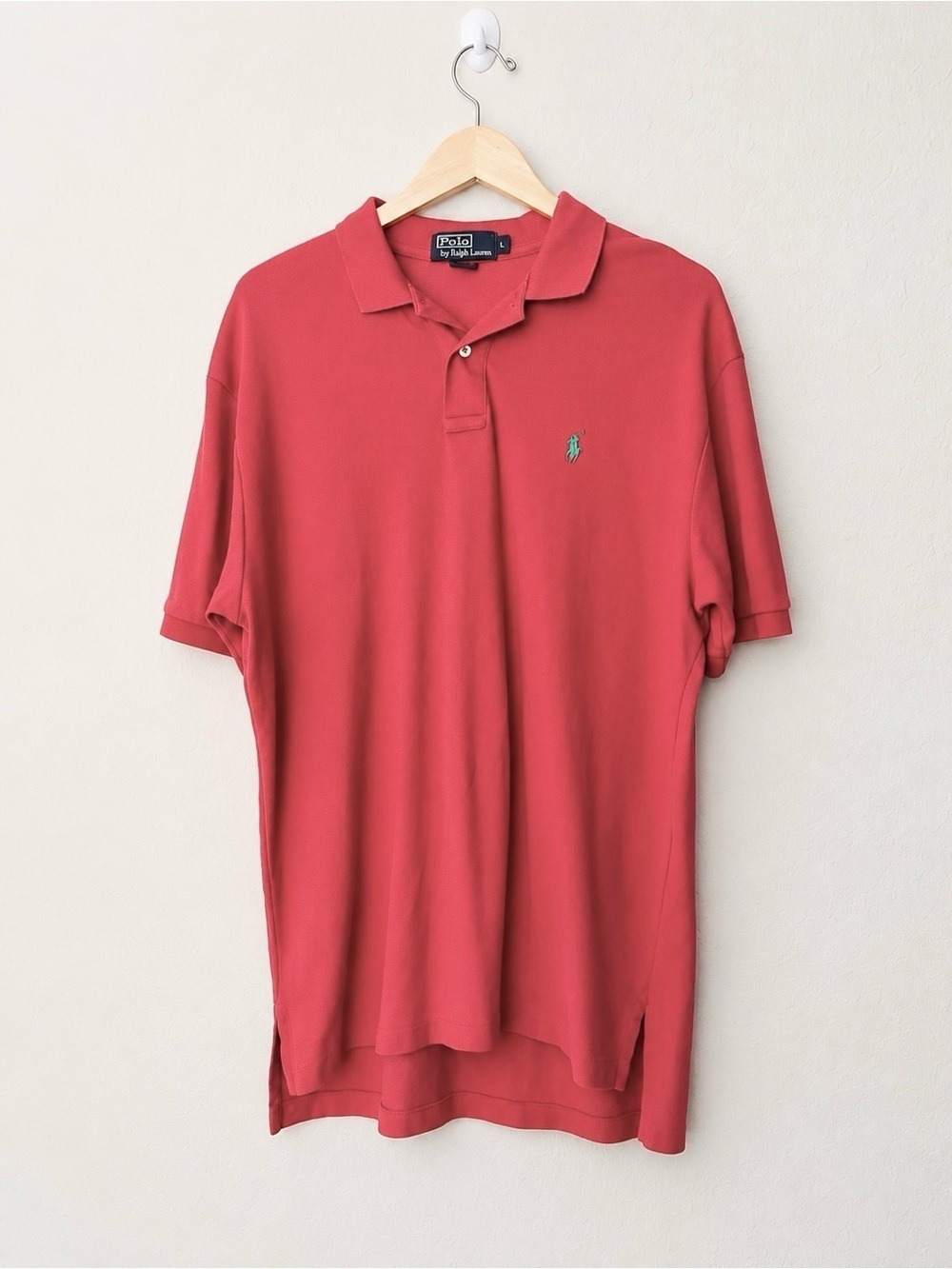 Polo Ralph Lauren Coral Orange Red Cotton Polo Shirt Green Pony Men’s Large